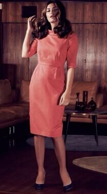 Boden pleated cotton coral Dress 4 petite vintage sheath 60's jackie kennedy